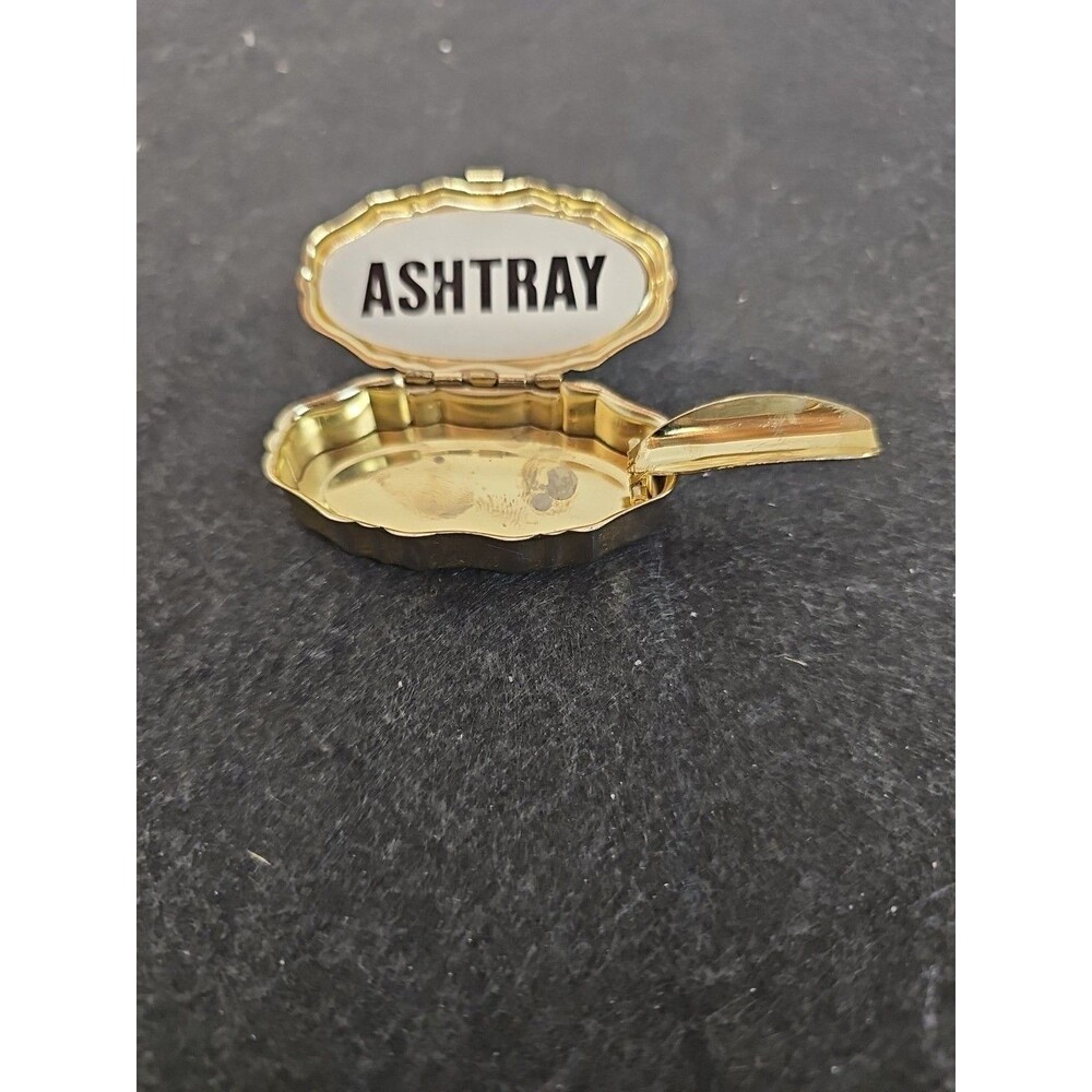 Vintage Gold Tone Pocket Ashtray Great Smokey Mountains